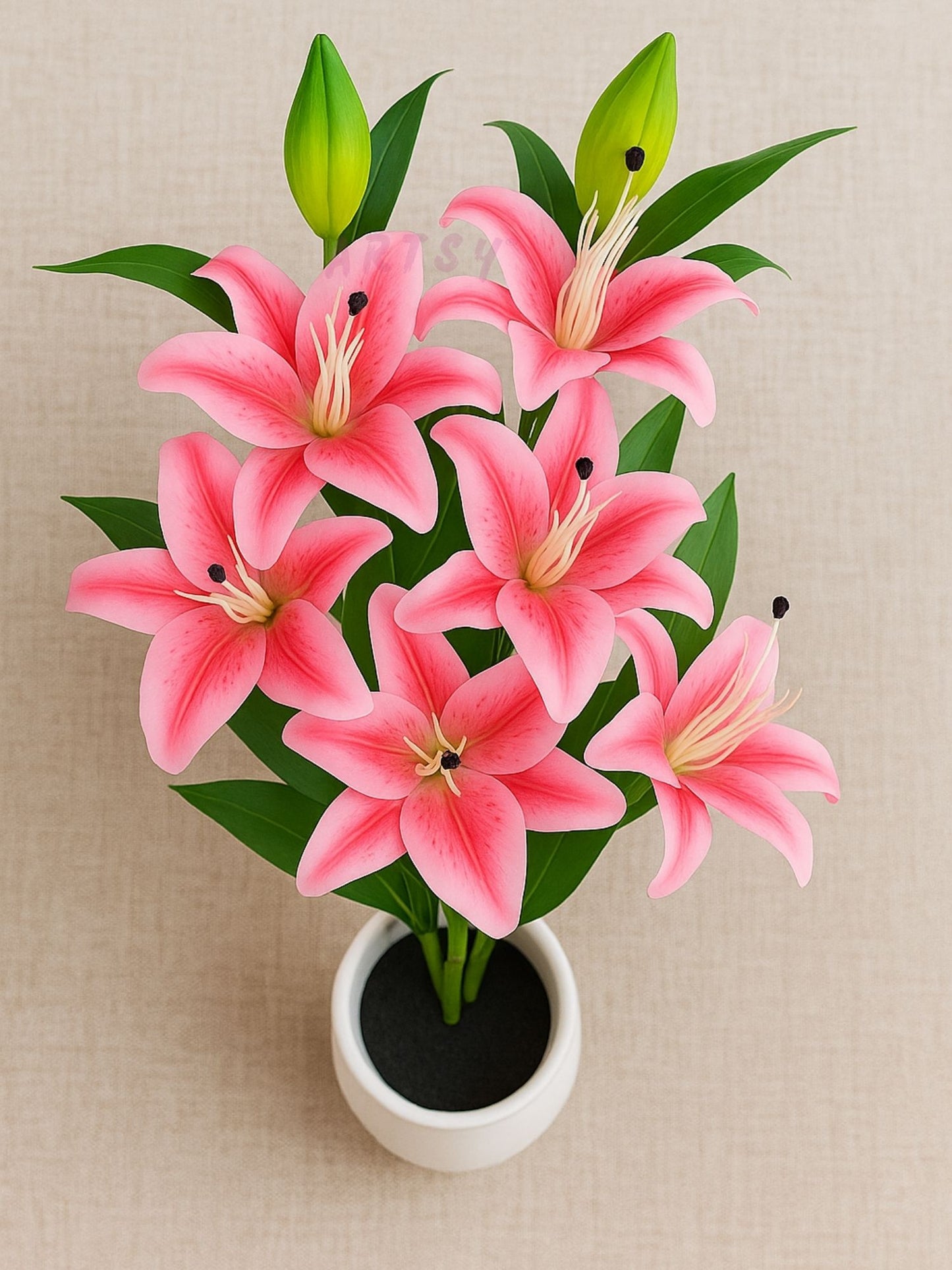 ARTSY Faux Pink Lily Flower Stem | Home & Office Decor, Pack of 1
