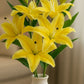 ARTSY Realistic Yellow Lily Flower Stem for Vase Arrangements & Décor