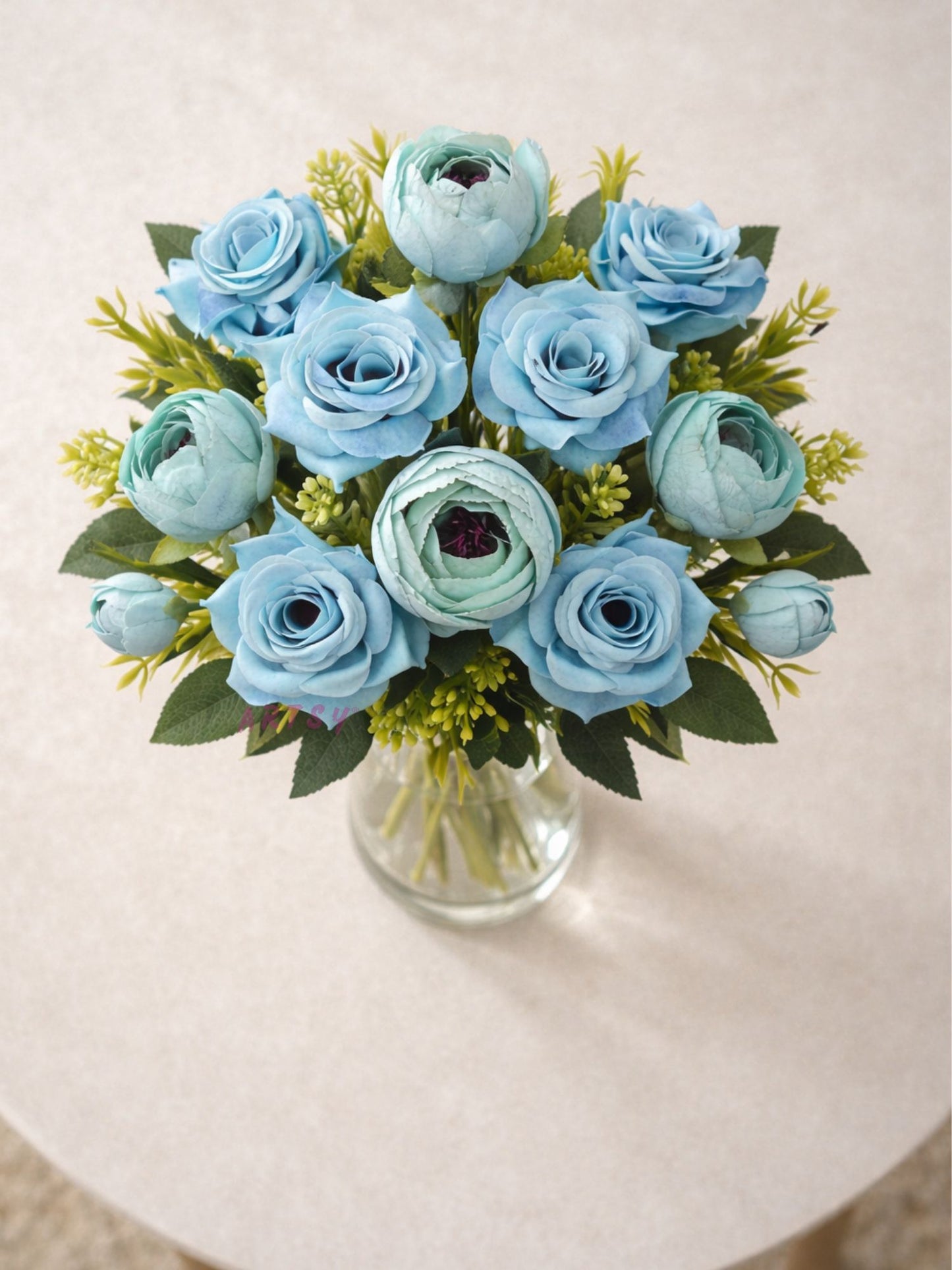 ARTSY Premium Artificial Peony & Rose Flower Combo – Pack of 2 Realistic Faux Flower Bunches for Elegant Home Décor
