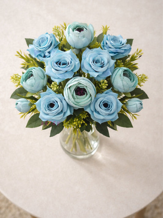 ARTSY Premium Artificial Peony & Rose Flower Combo – Pack of 2 Realistic Faux Flower Bunches for Elegant Home Décor