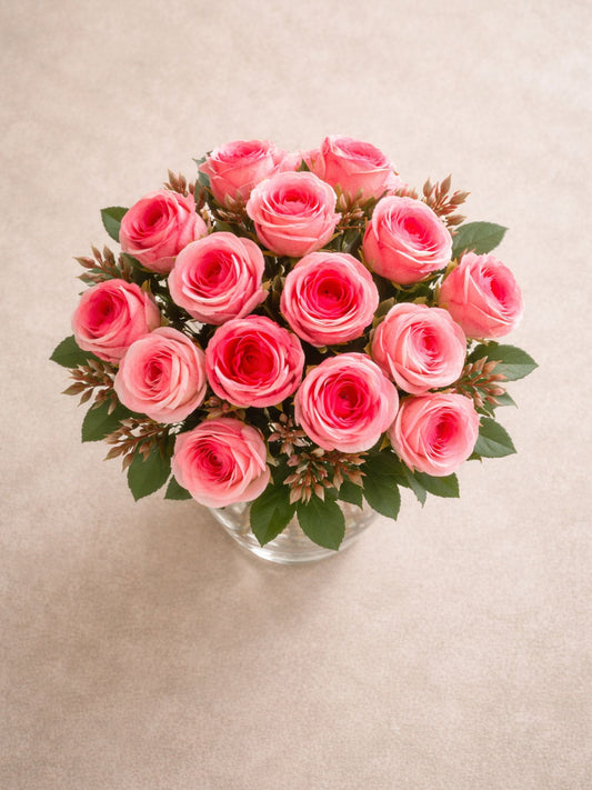Artificial Pink Rose Bunch