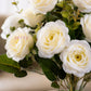 Elegant White Rose Artificial Flower Arrangement with Rustic Wooden Planter, Pack of 1