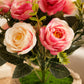 Luxury Artificial Rose Flower Arrangement with Rustic Wooden Pot for Home Decor, Pack of 1