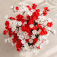 Red & White Artificial Blossom Flower Bunch for Home Decor | Premium Faux Floral Arrangement
