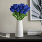 ARTSY® Artificial Tulip Flowers Bunch – Set of 5 Faux Flower Stems | Ideal for Living Room, Centerpiece, Gifting, craft, Real Touch Flower Bunch for Vase Decor, Home Styling, Events, Blue