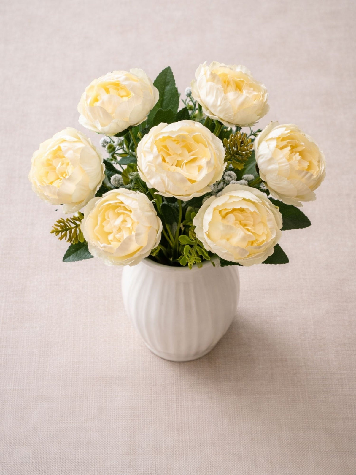 ARTSY Artificial Flower Bunch with Realistic Ranunculus Blooms & Greenery, 35 cm