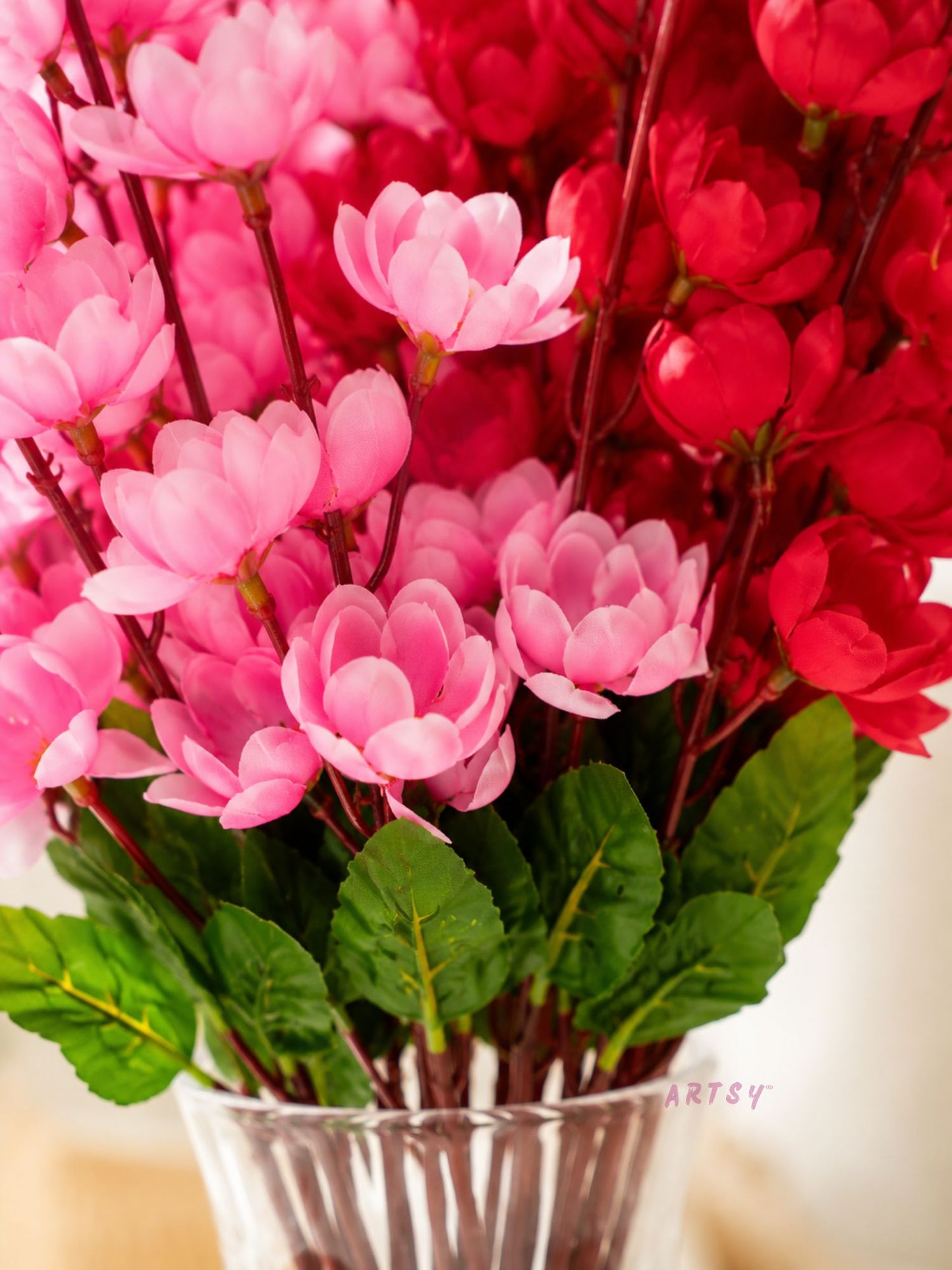 Artificial Flowers Cherry Blossom Flower Bunch | Without Vase Pack of 2