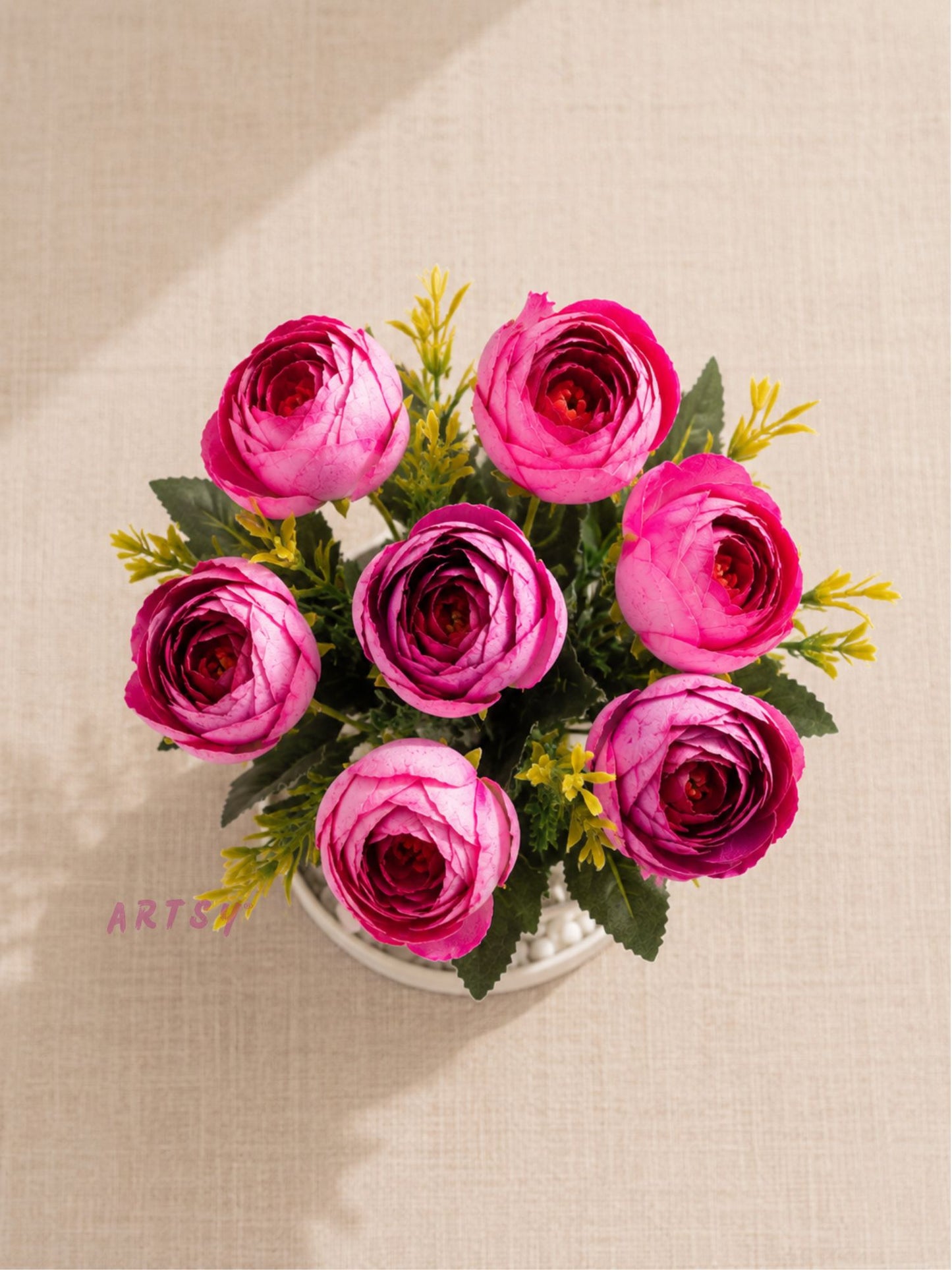 Artificial Purple Rose Flower Pot for Home Decor | Elegant Tabletop Floral Arrangement (Pack of 1)