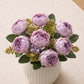 ARTSY Artificial Pink Peony Flower Bunch with Greenery, Faux Flowers for Home & Table Decor
