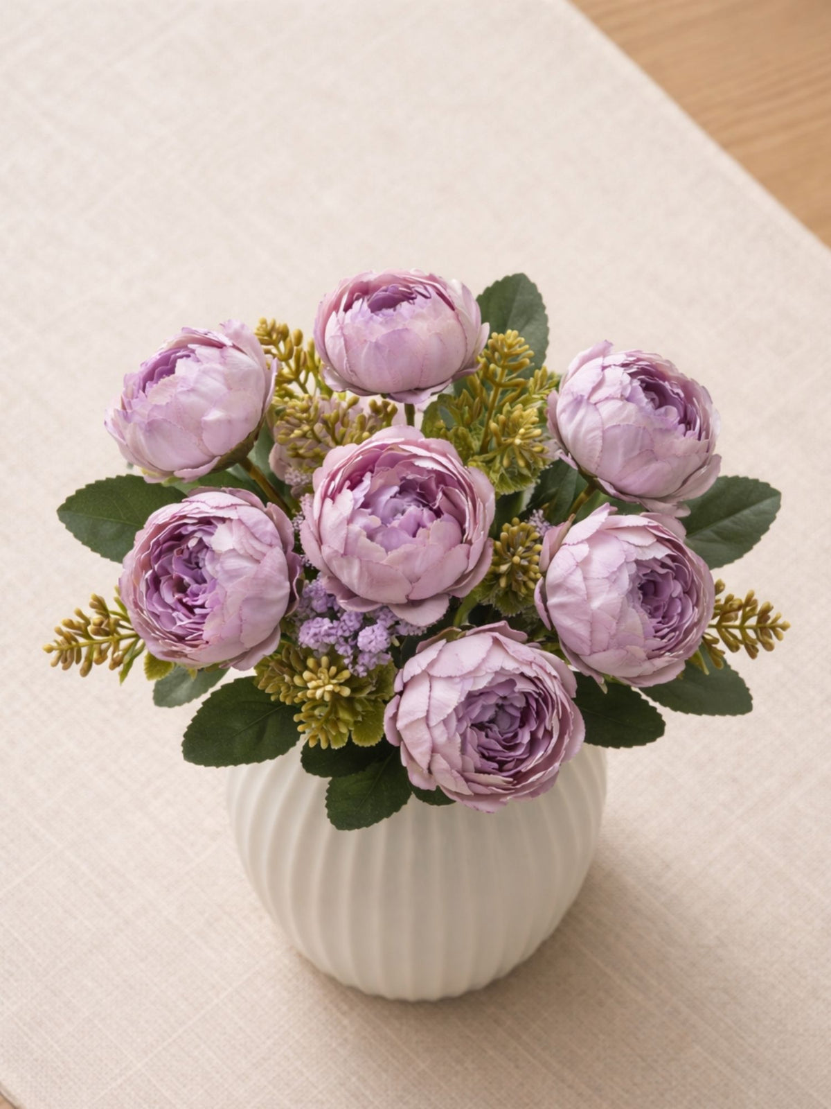 ARTSY Artificial Pink Peony Flower Bunch with Greenery, Faux Flowers for Home & Table Decor