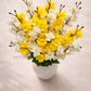 Artificial Cherry Blossom Flower Bunch (White & Yellow) – Elegant Decorative Floral Bunch