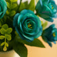 Artificial Rose Flower Bunch (Pack of 2) – Silk Faux Roses for Home, Wedding & Table Décor, Blue