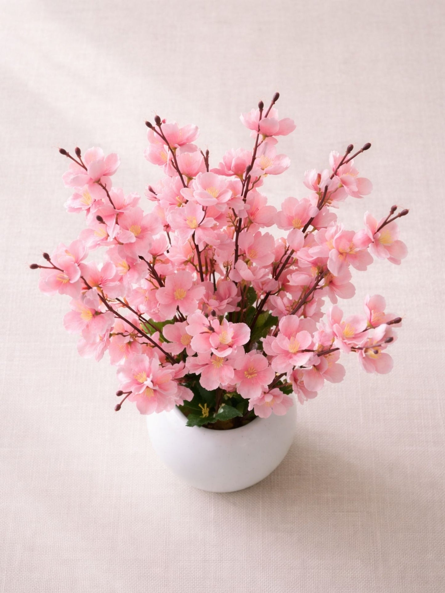 Luxury Pink Blossom Artificial Flower Pot Arrangement, Pack of 1