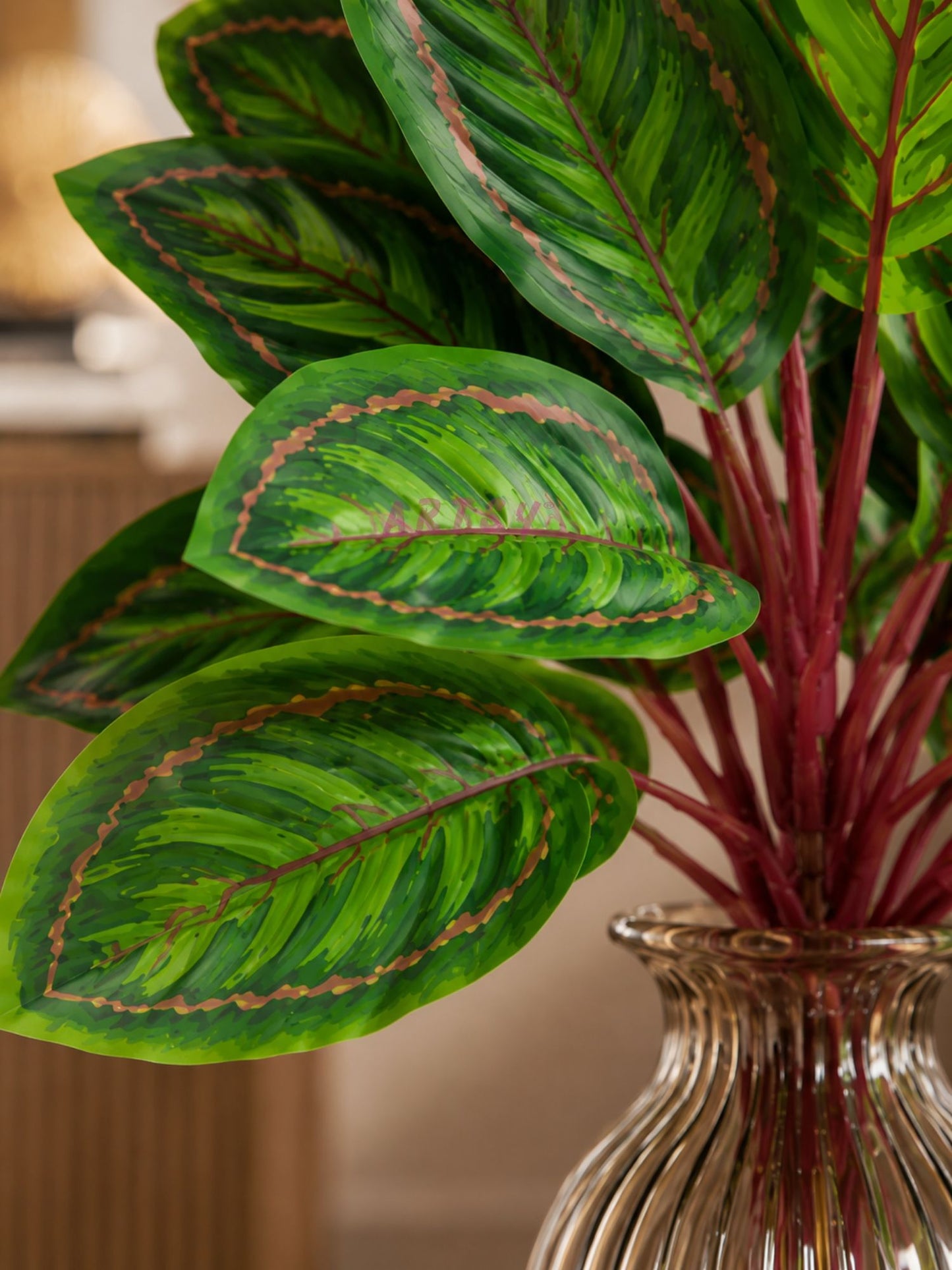 ARTSY Artificial Tropical Calathea Leaf Bunch – Decorative Faux Green Plant for Home & Office