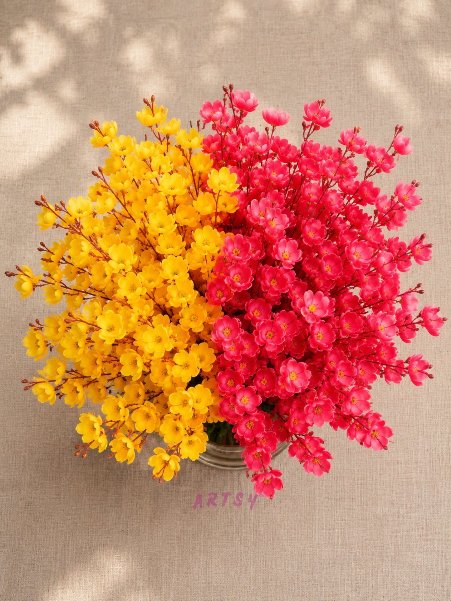 Designer Artificial Floral Bouquet – Luxury Decorative Blossom Arrangement for Living Room, Pack of 2