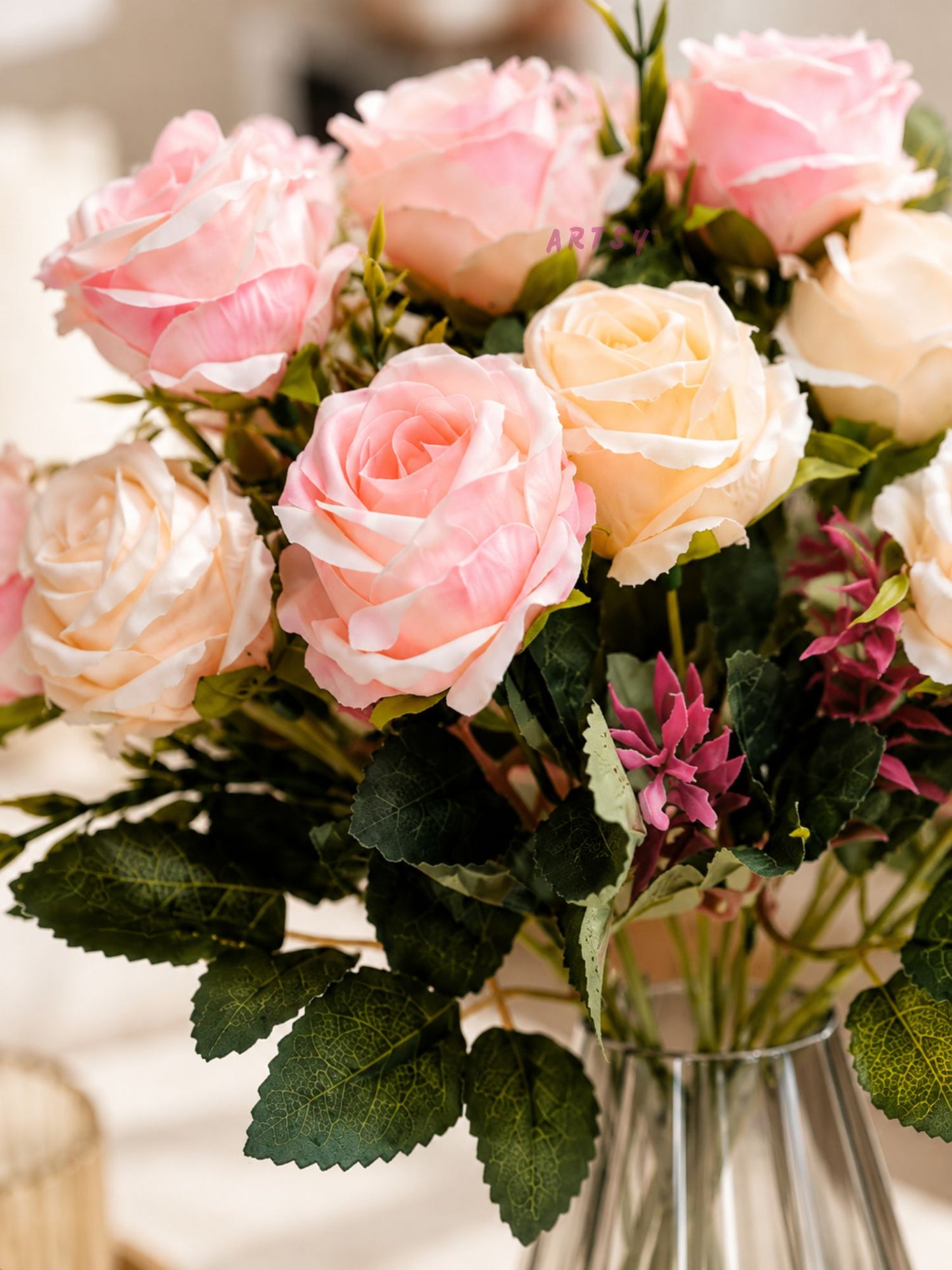 Exquisite Artificial Rose Bunch. Pack Of 2 Pieces
