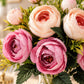 ARTSY Artificial Rose Flower Bunch – Realistic Pink & Peach Rose Bouquet, 1 Piece for Home Decor, Wedding & Gifting