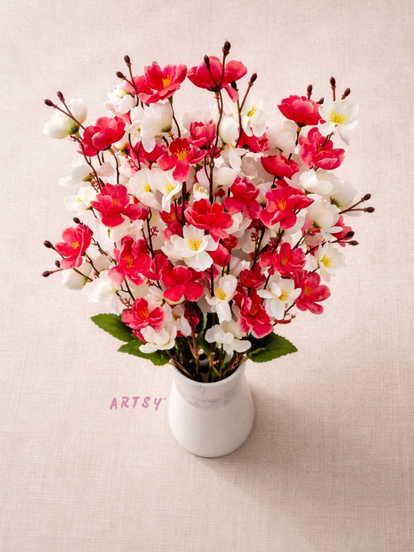 Artsy Luxury Artificial Blossom Flower Stem | Premium 55 CM Floral Decor for Home & Vase Styling