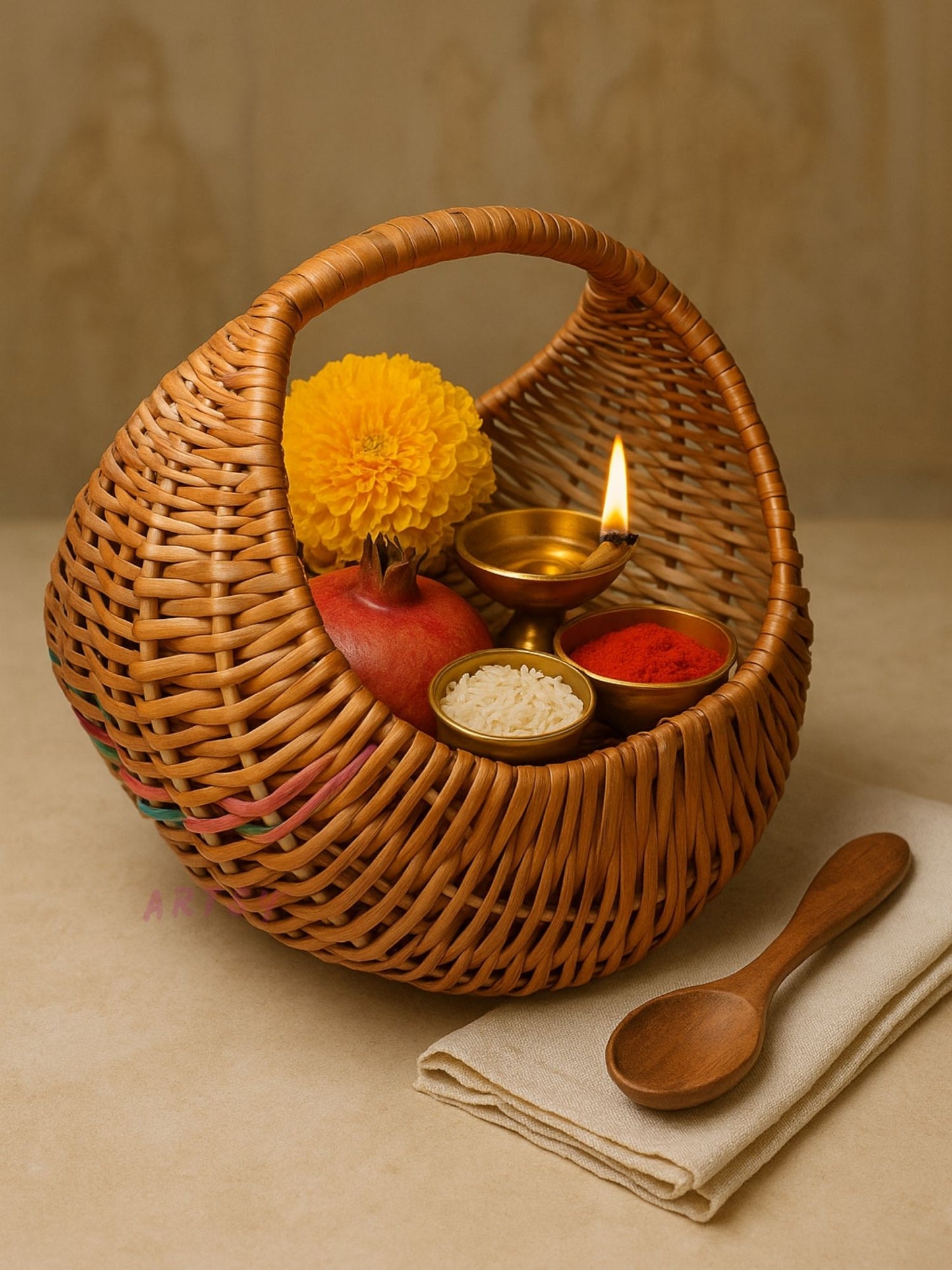ARTSY Handmade Wicker Style Basket – Premium Decorative Storage Basket for Home & Table Décor