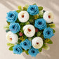 ARTSY Artificial Blue Rose & White Peony Flower Bunch Combo | Pack of 2 Fake Flowers for Home Decoration, Living Room, Office, Wedding & Table Decor