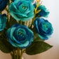 Elegant Artificial Rose Flower Bunch – Pack of 1, Blue