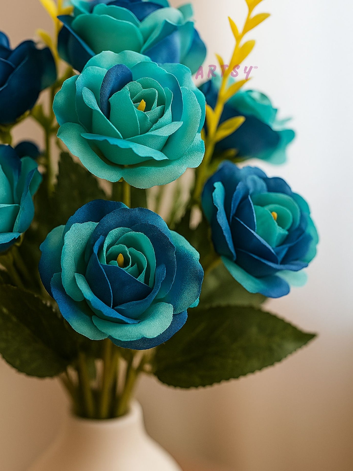 Elegant Artificial Rose Flower Bunch – Pack of 1, Blue