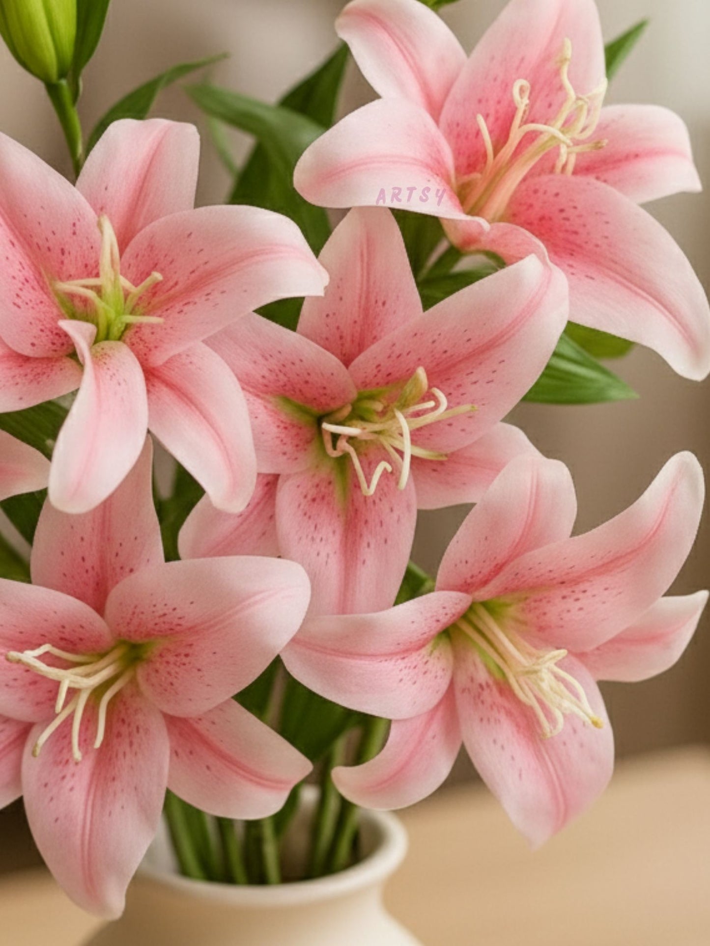 ARTSY® Artificial Pink Lily Flower Stem – Realistic Faux Lily Bloom for Vase Decoration, Home Décor, Wedding Centerpieces, Living Room Styling & Floral Arrangements