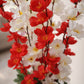 Elegant Red & White Artificial Blossom Flower Pot for Home Decor, Pack of 1