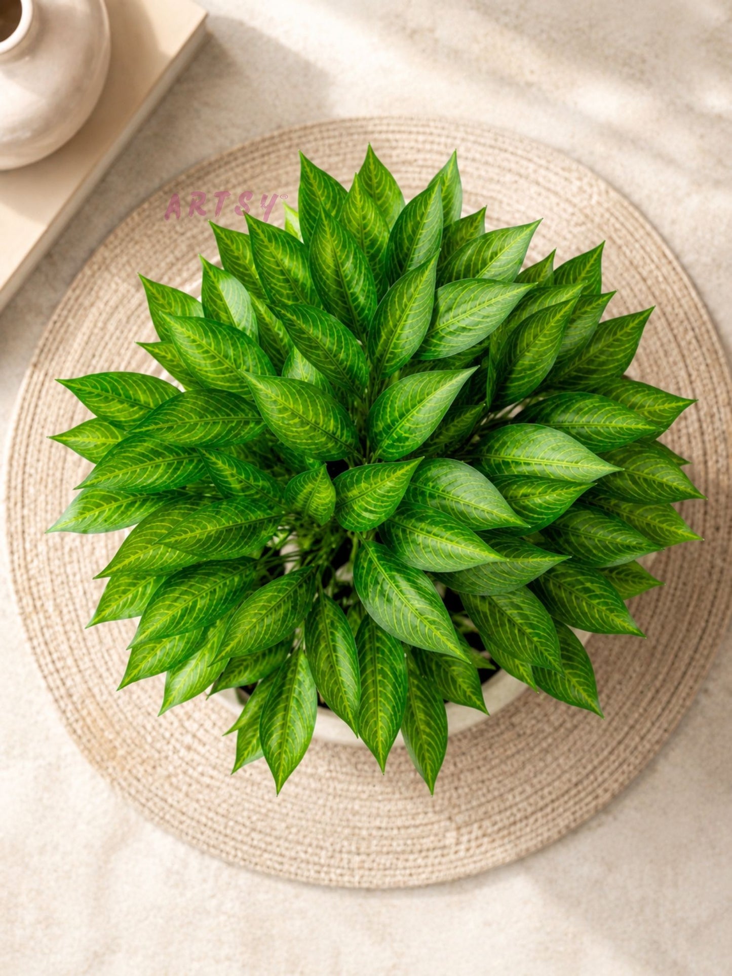 ARTSY Artificial Green Leaf Plant Bunch for Home Decor, Pack of 2