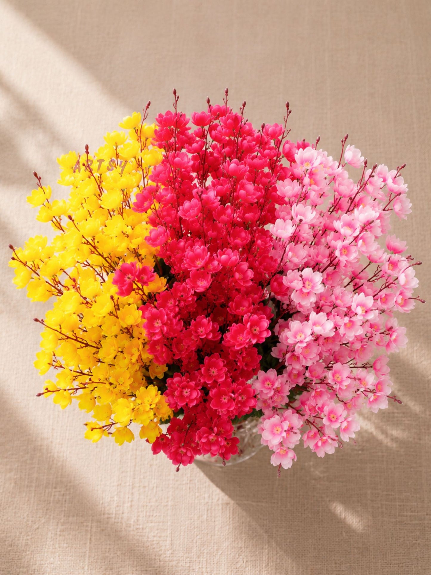 Artificial Blossom Flower Bunch Set of 3 for Home Decor | Premium Decorative Artificial Flowers