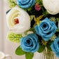 ARTSY Artificial Blue Rose & White Peony Flower Bunch Combo | Pack of 2 Fake Flowers for Home Decoration, Living Room, Office, Wedding & Table Decor