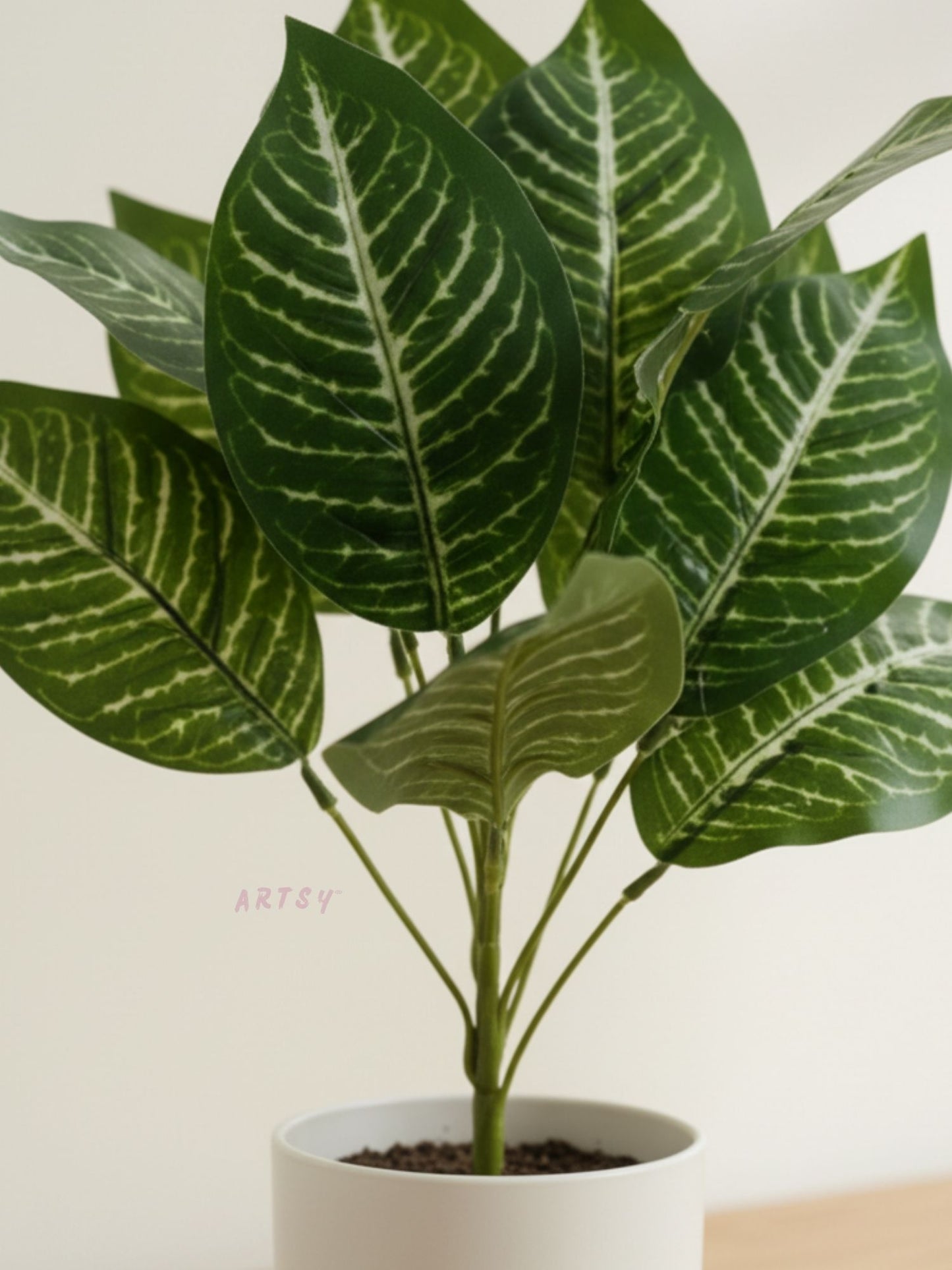 ARTSY Premium Artificial Green Leaf Bunch for Home Decor | Realistic Decorative Plant Stem (Pack of 1)