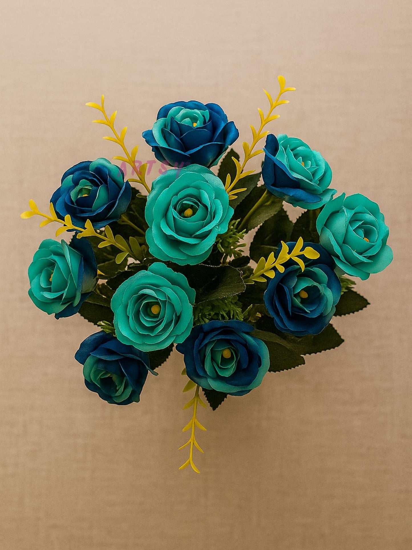 Elegant Artificial Rose Flower Bunch – Pack of 1, Blue