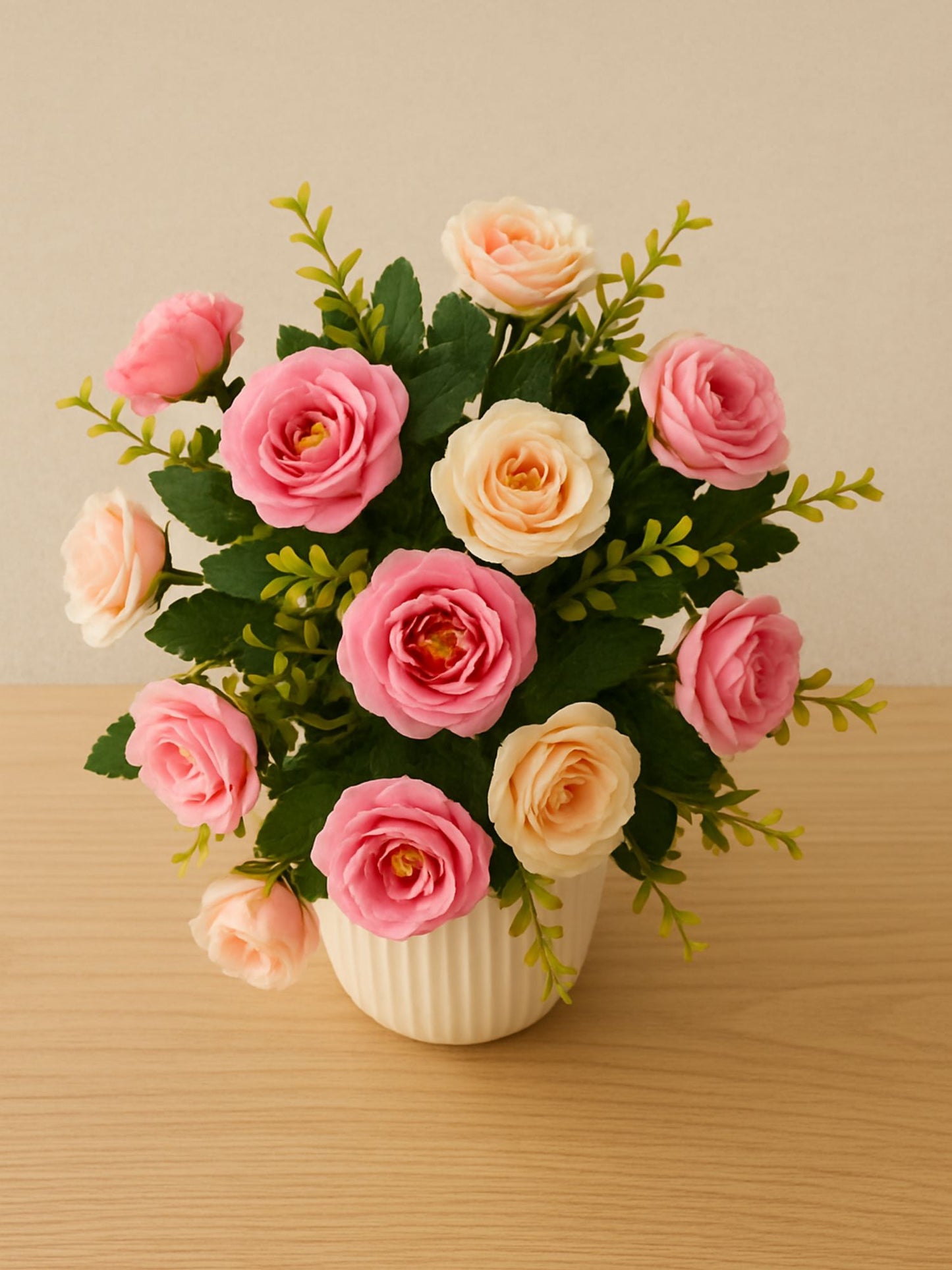 Artificial Rose Flower Bunch (Pack of 2) – Silk Faux Roses for Home, Wedding & Table Décor, Pink