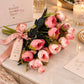 ARTSY Artificial Peony Flower Bunch – Pack of 2, Pink & White Faux Peony Flowers for Home Decor, Wedding, Gifting & Floral Arrangements