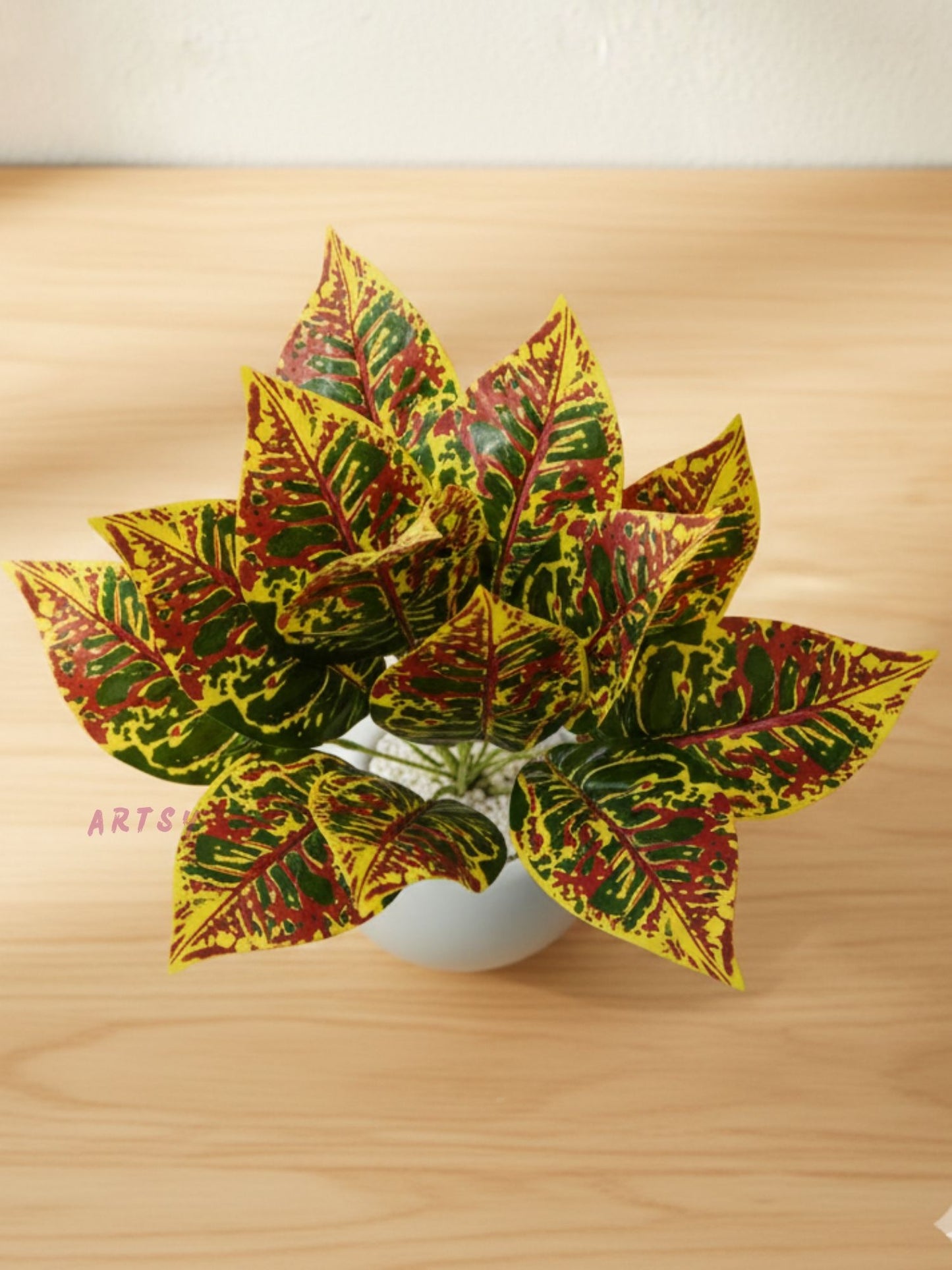 Artificial Croton Plant With Pot for Home & Office, Pack of 1