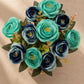 Luxury Artificial Rose Flower Pot – Premium Teal & Navy Floral Home Decor Arrangement, Pack of 1