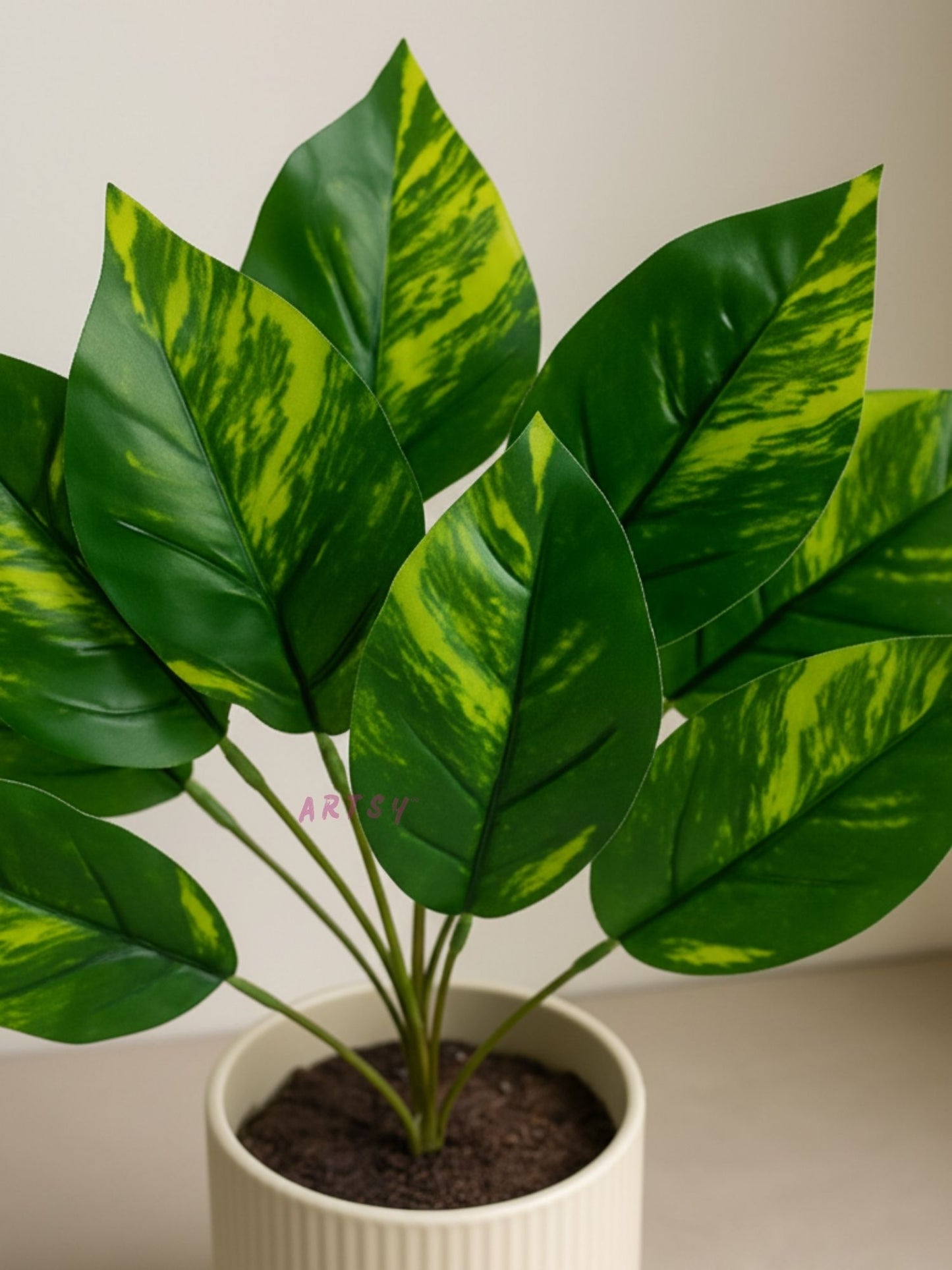 ARTSY Premium Artificial Green Leaf Bunch for Home & Office Decor