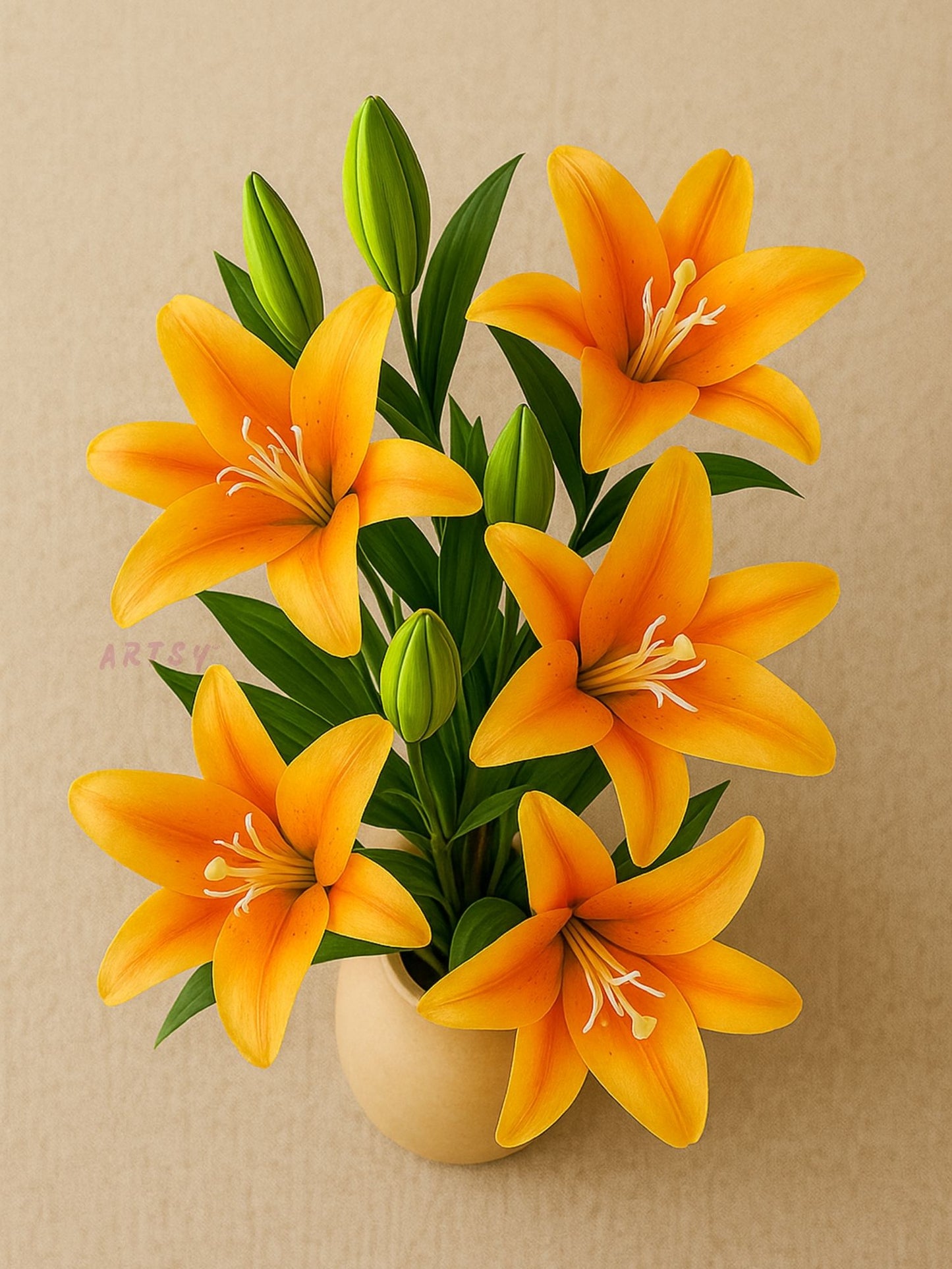 ARTSY Premium Artificial Lily Flower Stem | Faux Floral