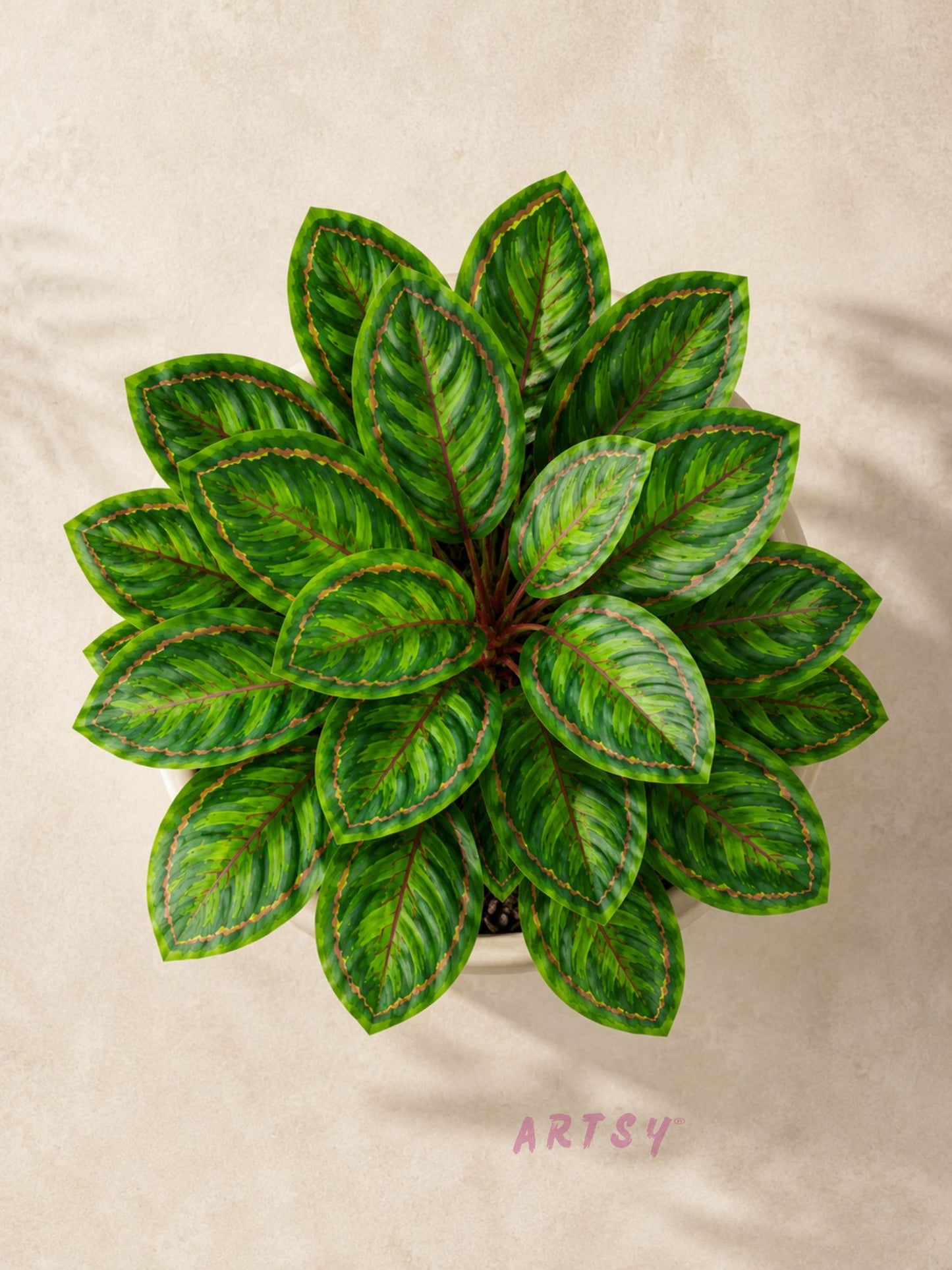 ARTSY Artificial Tropical Calathea Leaf Bunch – Decorative Faux Green Plant for Home & Office