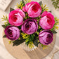 ARTSY Artificial Rose Flower Bunch – Pink & Purple Realistic Faux Flowers for Home Décor, Wedding & Gifting