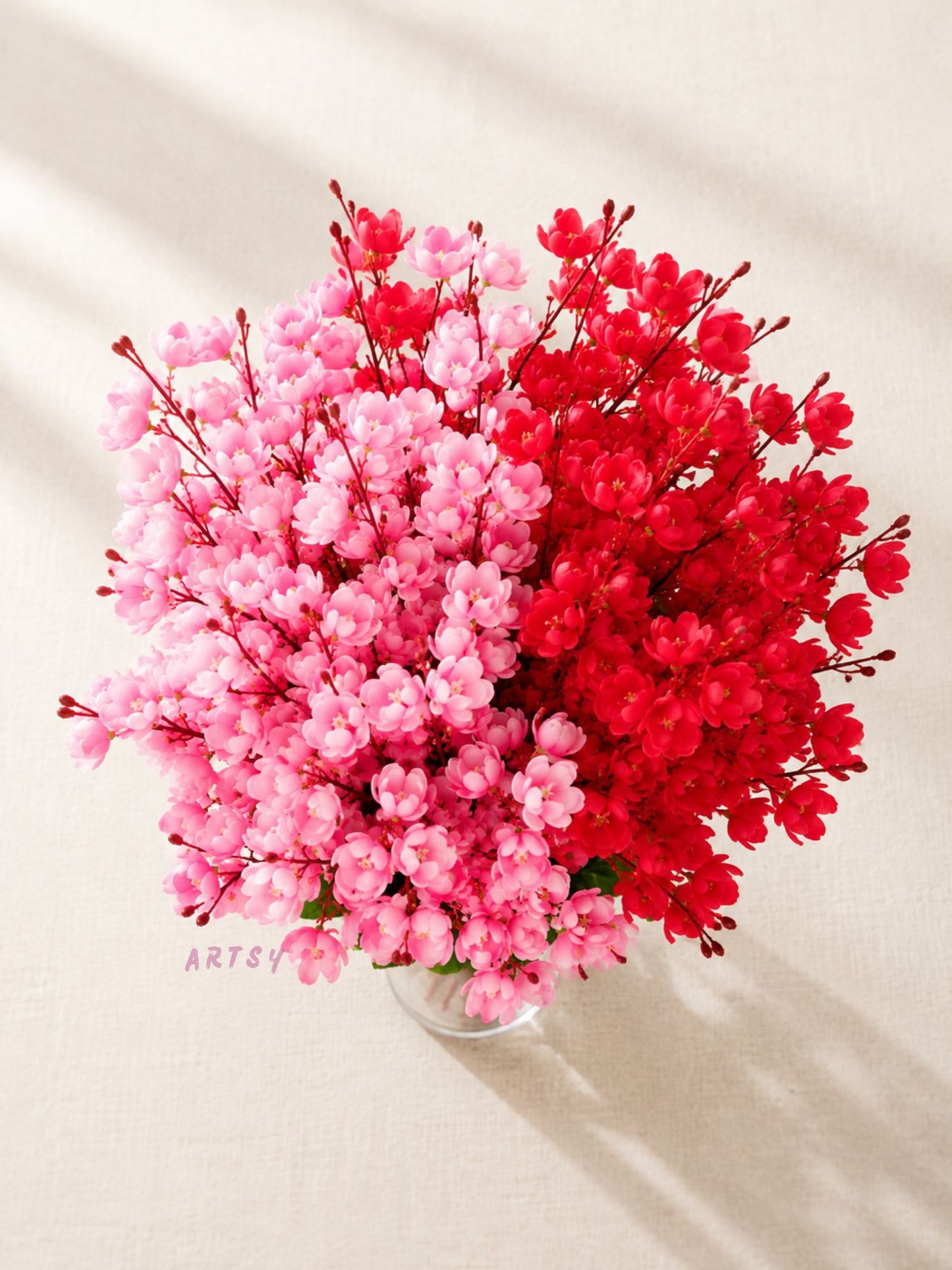 Artificial Flowers Cherry Blossom Flower Bunch | Without Vase Pack of 2