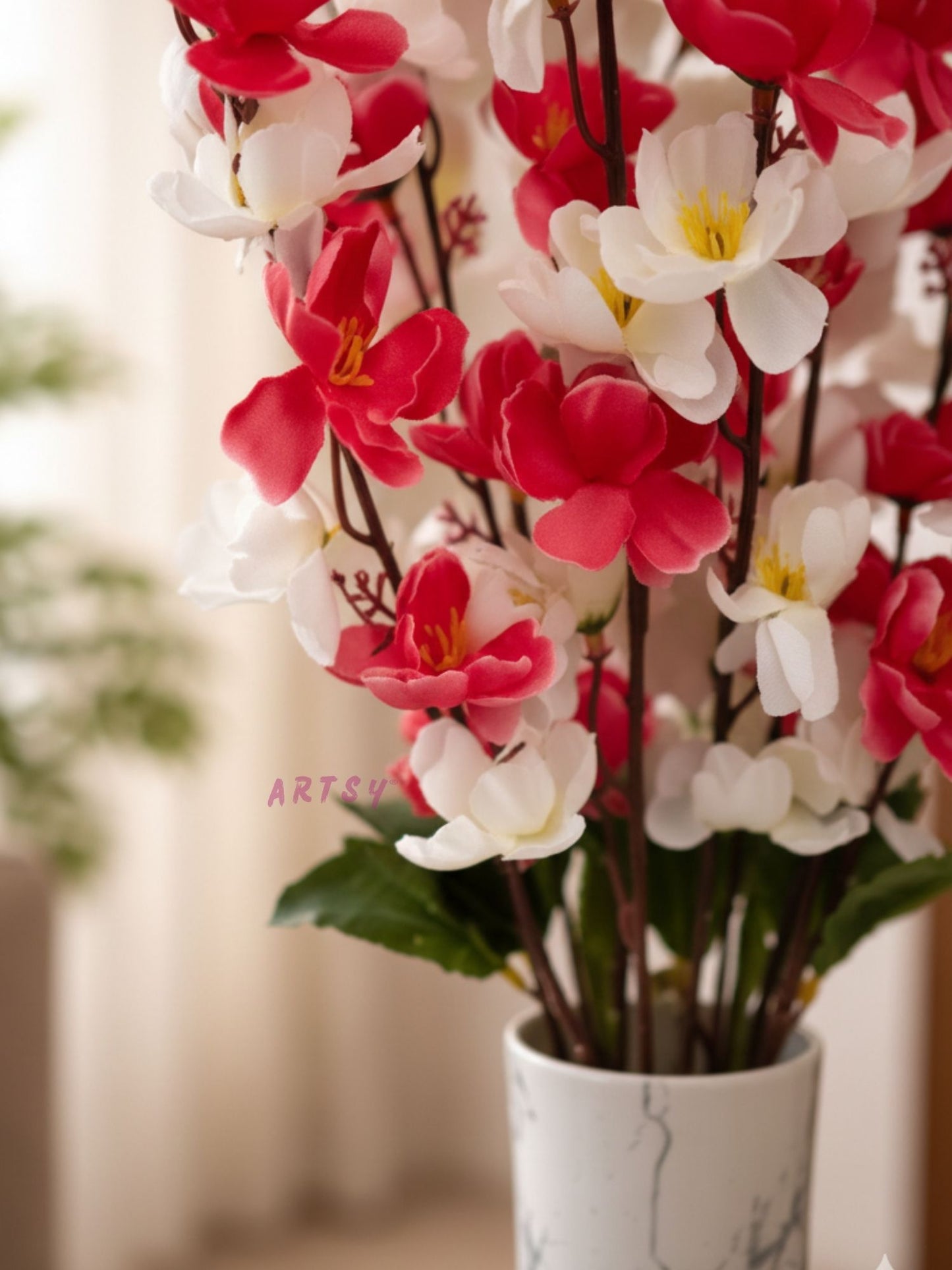 Artsy Luxury Artificial Blossom Flower Stem | Premium 55 CM Floral Decor for Home & Vase Styling