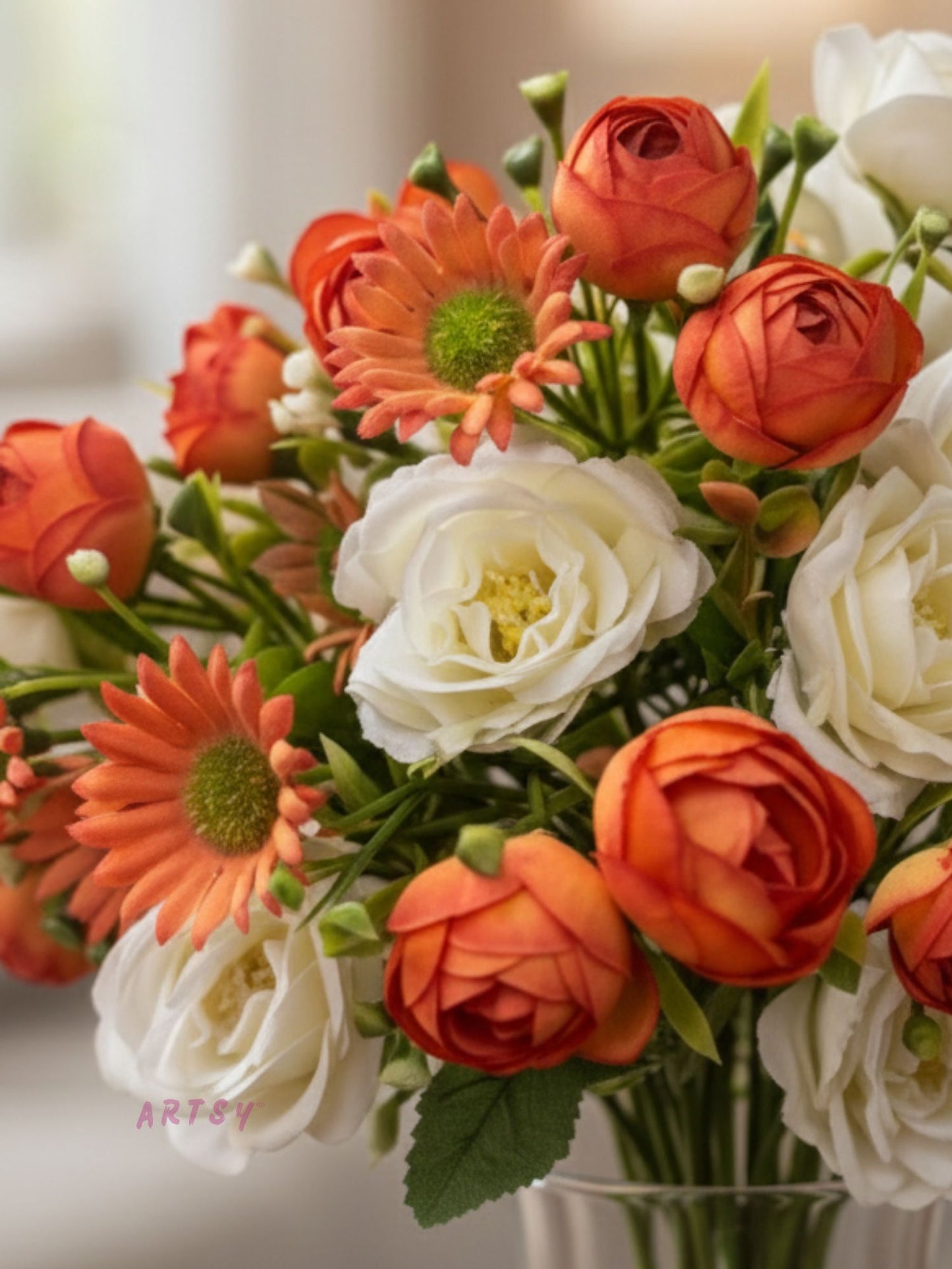 ARTSY Artificial Flower Bunch Pack of 2 | Realistic Faux Flowers for Home Decoration, Living Room, Office, Wedding & Vase Arrangements
