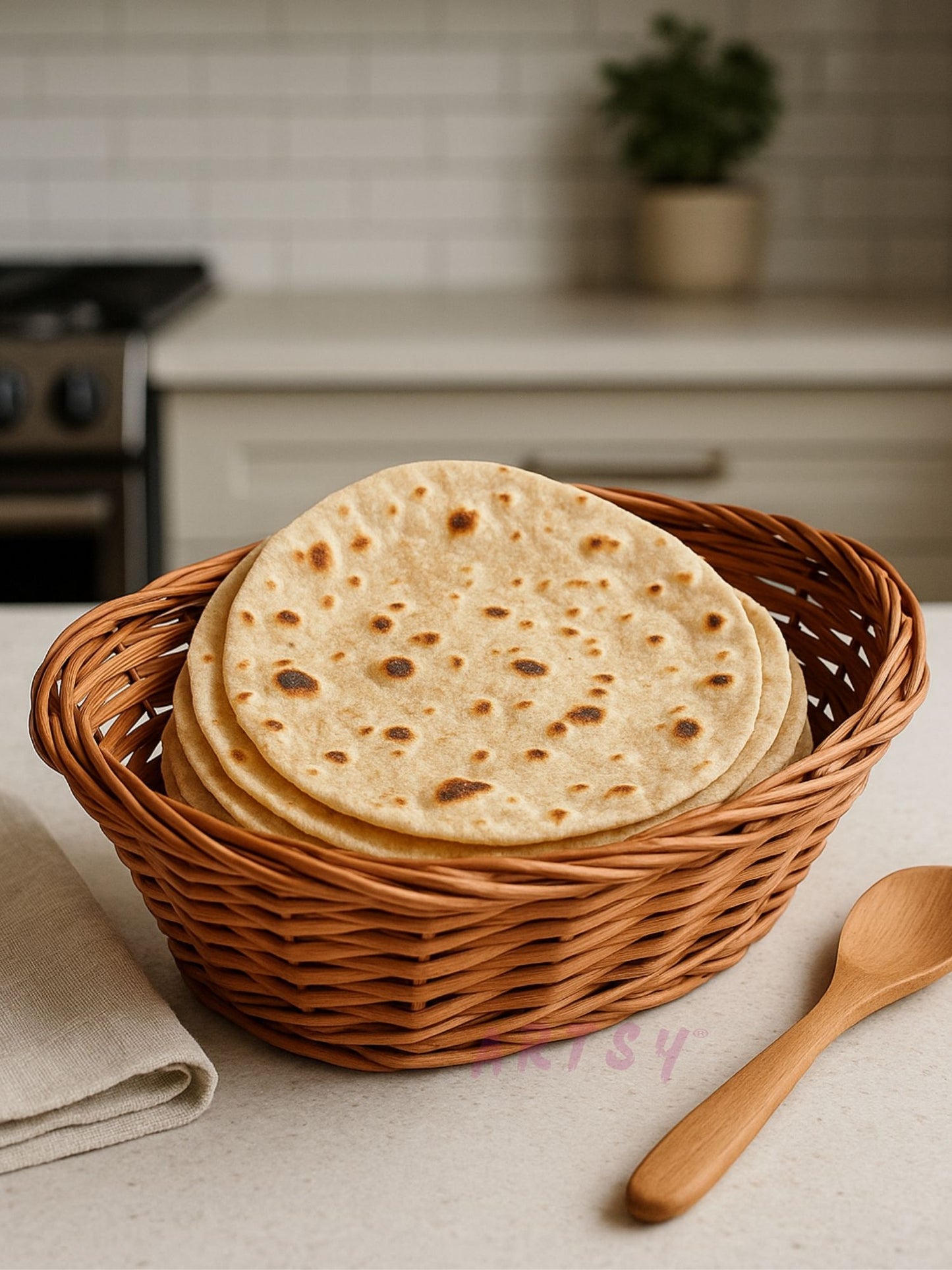 ARTSY Rustic Handwoven Wicker Serving & Storage Basket, Pack of 1