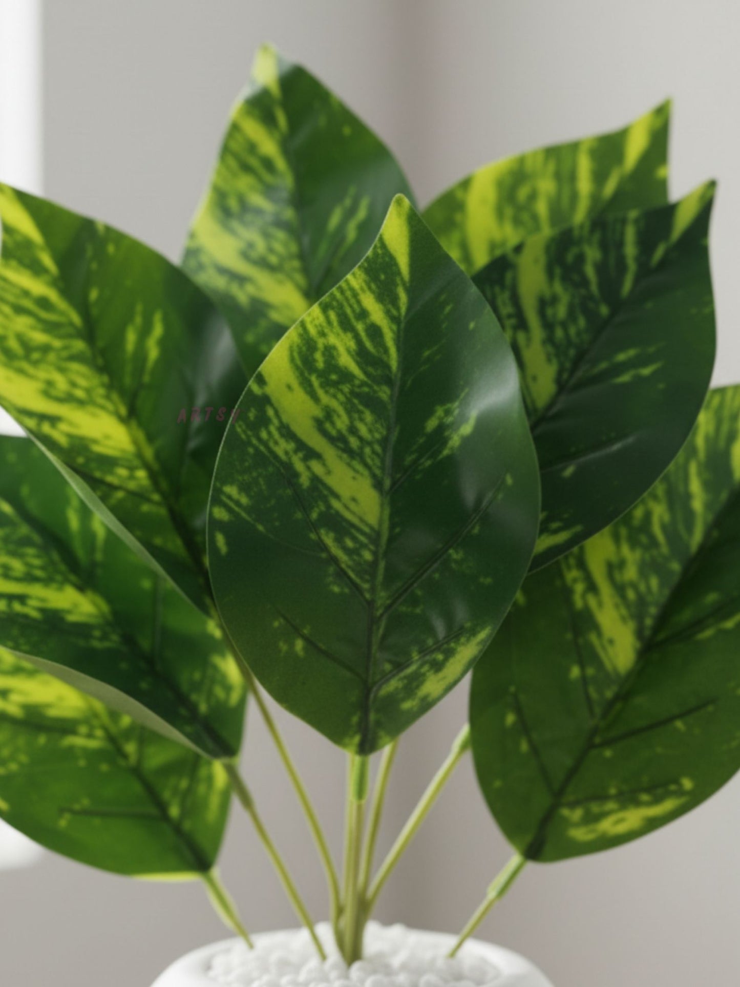 ARTSY Artificial Money Plant in White Pot | Realistic Indoor Home Decor, 1 Piece