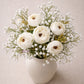 ARTSY Artificial Peony Flower & Baby Breath Flower Bunch Set (Pack of 3) | Faux Silk Flowers for Home Decoration, Wedding, Vase Arrangement & Table Centerpiece