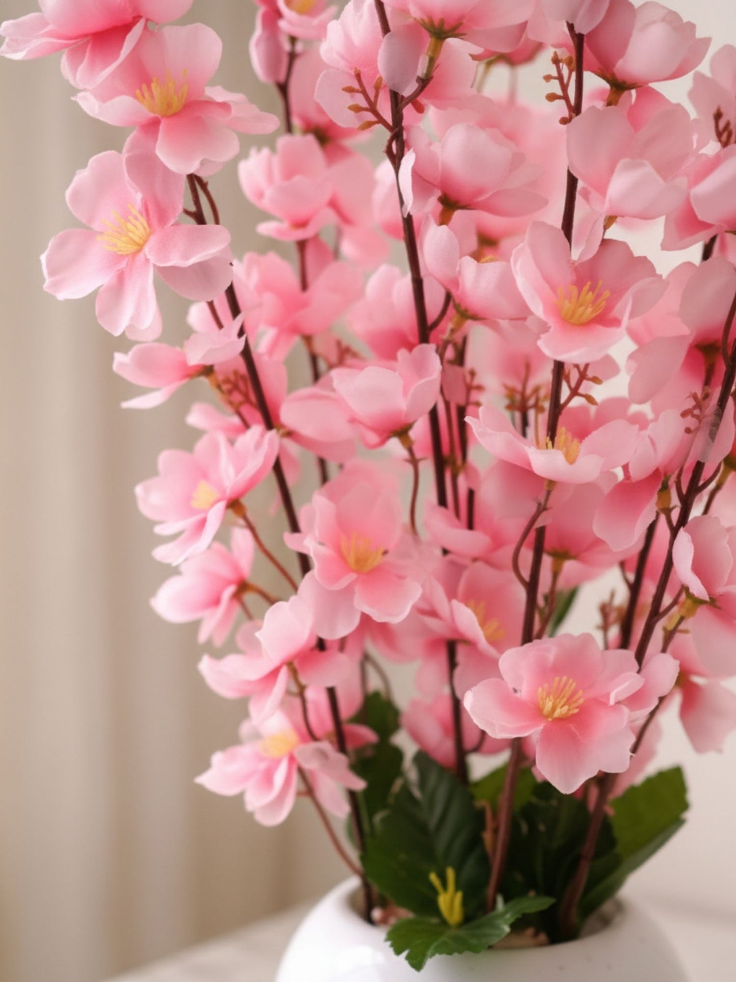 Luxury Pink Blossom Artificial Flower Pot Arrangement, Pack of 1