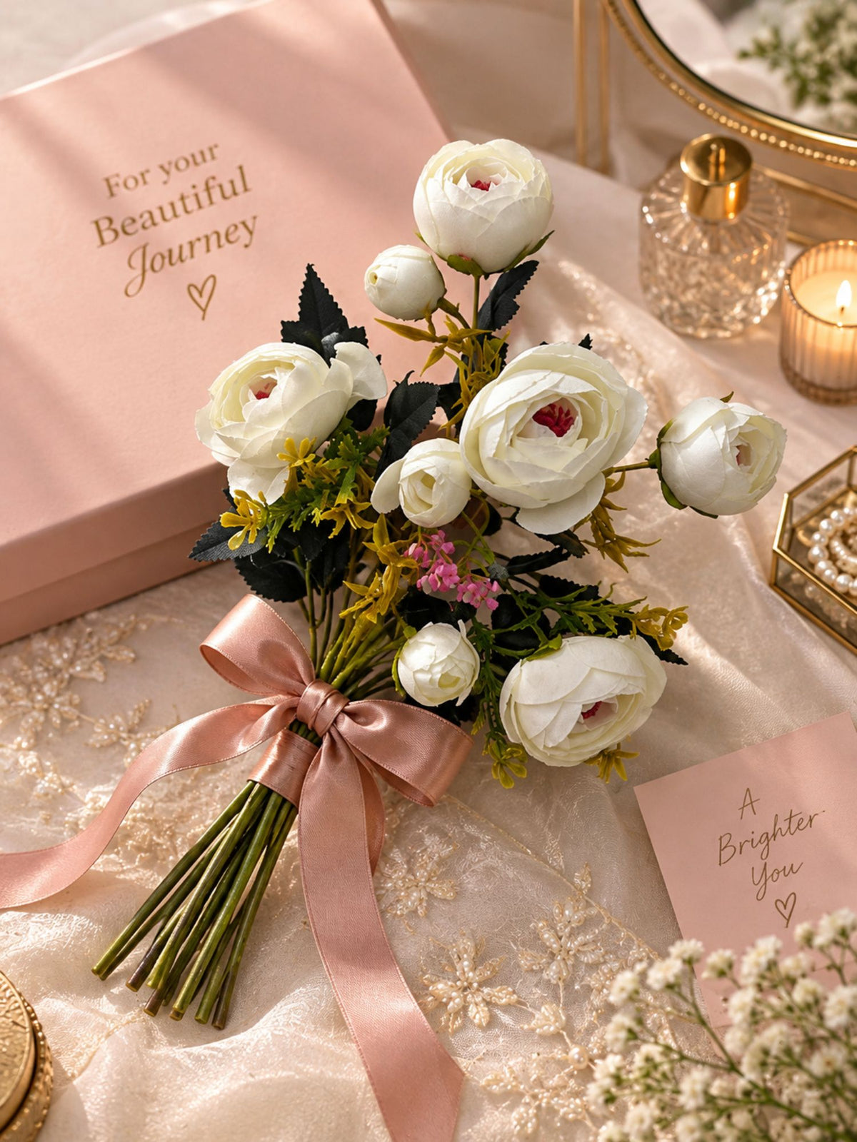 Artificial Ranunculus Flower Bunch - White | ARTSY