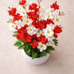 Elegant Red & White Artificial Blossom Flower Pot for Home Decor, Pack of 1
